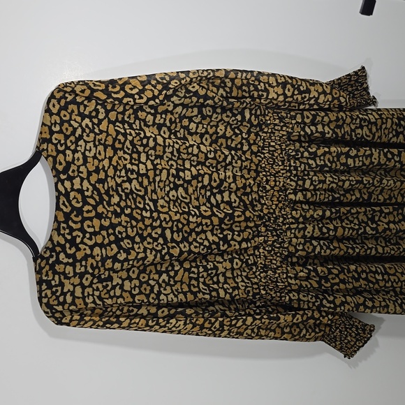 {Who What Wear} Womens Black Brown Animal Print Chiffon Dress - Size XL - Picture 4 of 16